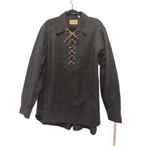 Scully Western Shirt Mens Old West Pull Over LEATHER LACING SZ L